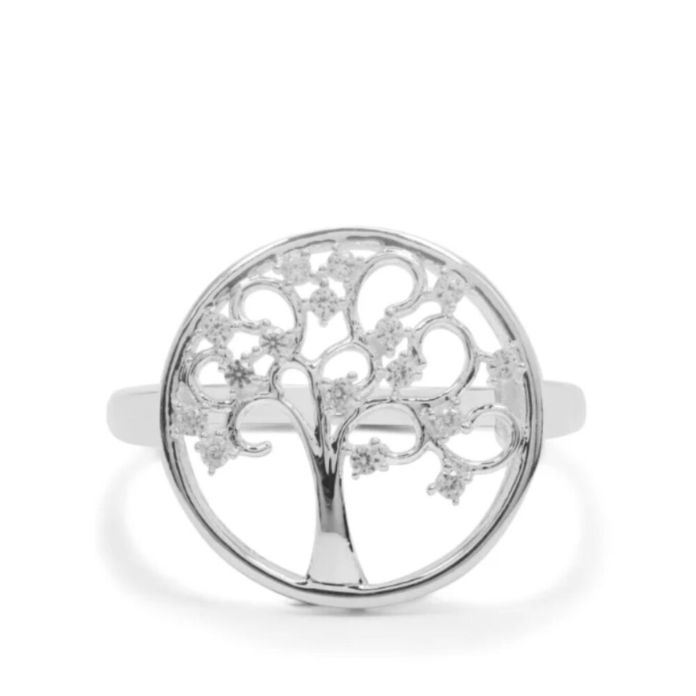 0.20CT RATANAKIRI ZIRCON STERLING SILVER TREE OF LIFE RING SZ 10 - Picture 2 of 2